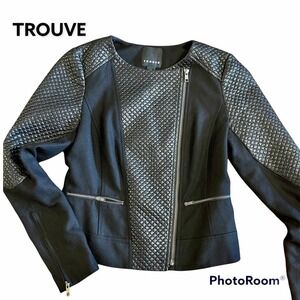 Trouve Women's Wool & Faux Leather Jacket Motorcycle Style Sz XS